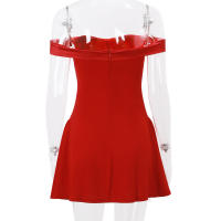 Vestido Mini Sin Mangas De Hombro Descubierto Espalda Descubierta Cierre De Cremallera Elegante Y Moderno Para Fiesta De Otoño Vestido Bodycon Para Mujer - details 18