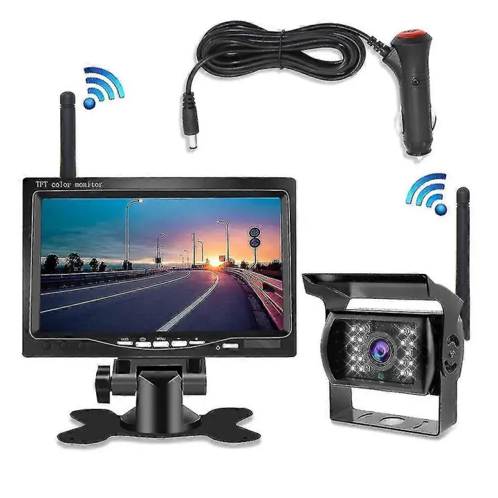7 pulgadas inalámbrico de Visión trasera Cámara Reserva Nocturna System para Coche RV camión bus Monores - 1