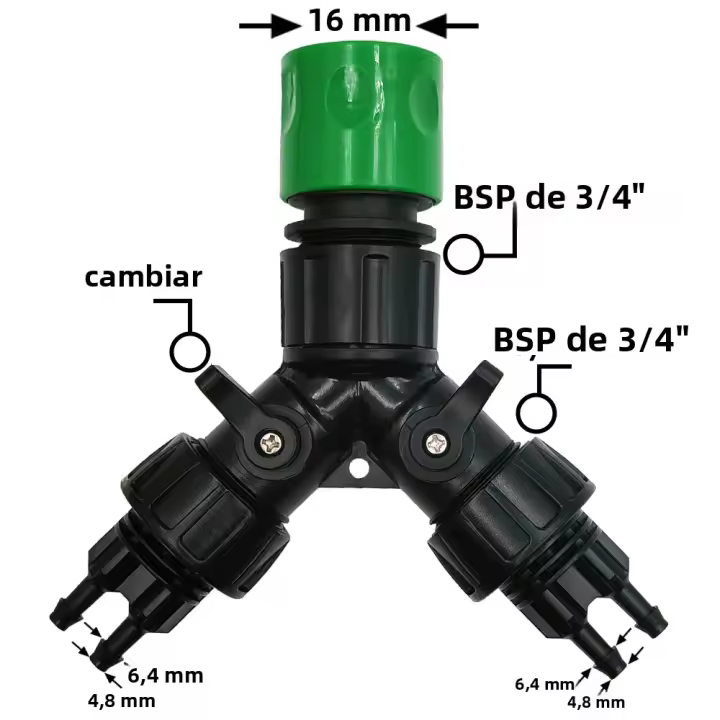 Adaptador De Grifo Para Riego Por Drip 4-Maneras Para Jardín 1/4' Sistema Automático De Riego Para Plantas Bonsái Macetas Invernadero - 1
