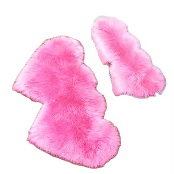 Alfombra De Piel De Oveja Falsa En Forma De Corazón Doble Suave Y Abrazable Alfombra De Zona Para Sala De Estar Decoración De Cama Alfombra Antideslizante Resistente Al Desvanecimiento Para Uso Doméstico Y Hotel - 1