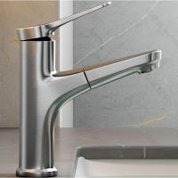 Grifo De Baño De Mano Con Agua Caliente Y Fría Tipo Pull-out Para Accesorios De Baño Grifo De Pórtico Cerámica Contemporáneo - details 0