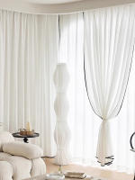 1pc Cortina De Ventana De Lino Francés Con Borde Negro Y Red De Malla De Lujo Pequeña Cortina Perfumada Para Decoración De Hogar - details 5