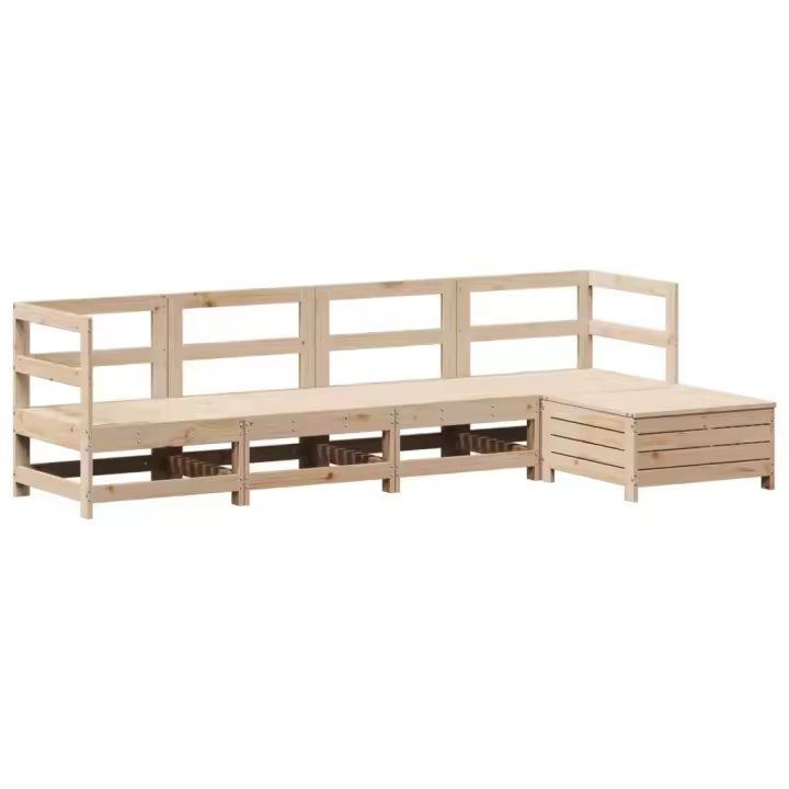 vidaXL Juego de sofás de jardín 5 piezas madera maciza de pino - 1