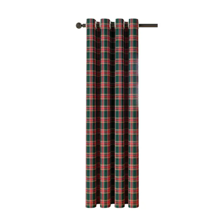 Cortinas De Navidad a Cuadros Térmicas Y Antipolvo Con Anillos Para Ventanas Cortina Negra Para Dormitorio Y Sala De Estar - 1