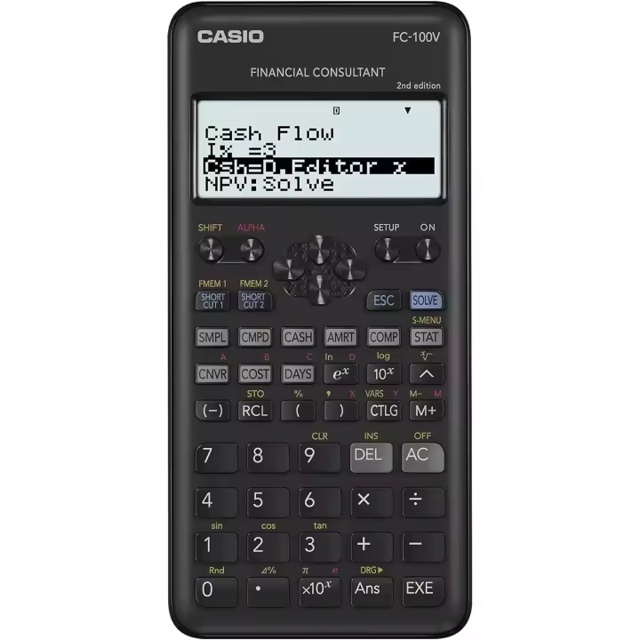 CASIO FC-100V-2 Calculadora Financiera, 16,2 x 7,7 x 1,4 cm, Negro - 1