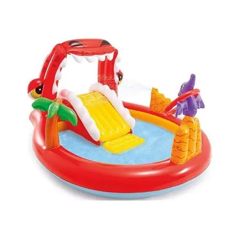 Centro Juegos Hinchable Intex Happy Dino - Tobogán Acolchado - Aro Hinchable - Diversión Acuática - 1
