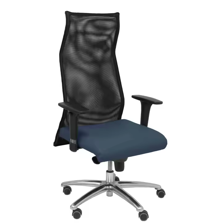 Piqueras Y Crespo Sillón de Dirección Ergonómico Regulable en Altura con Mecanismo Sincro y Tejido Similpiel Azul Marino - 1
