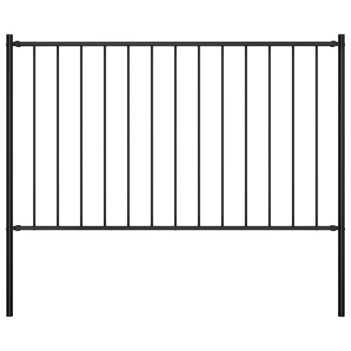 vidaXL Panel valla y postes acero recubrimiento polvo negro 1,7x1,25m