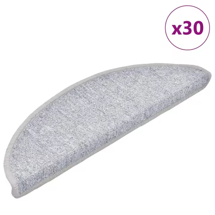 vidaXL Alfombrilla escalera 30 uds gris claro 56x17x3 cm - 1