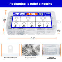 Kit De 180 Piezas De Anillas Planas De Acero Inoxidable 304 Para Tornillos Y Tornillos M2 M2.5 M3 M4 M5 M6 M8 M10 Ajuste De Guía De Goma - details 2