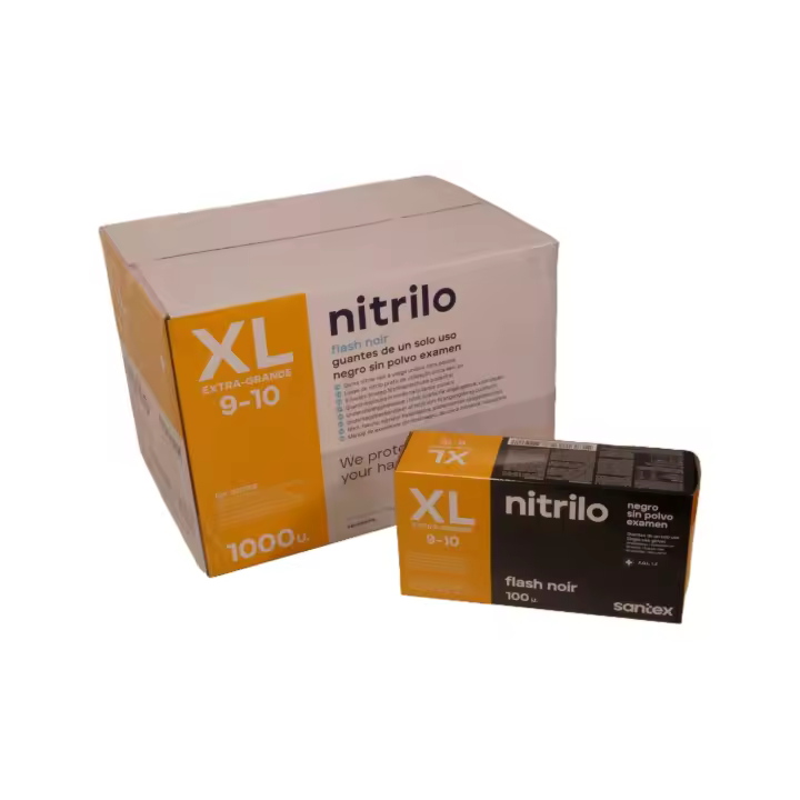 Guantes de Nitrilo negro sin polvo Santex talla XL calidad superior (4.5 gr) caja 10 x 100 ud. - 1