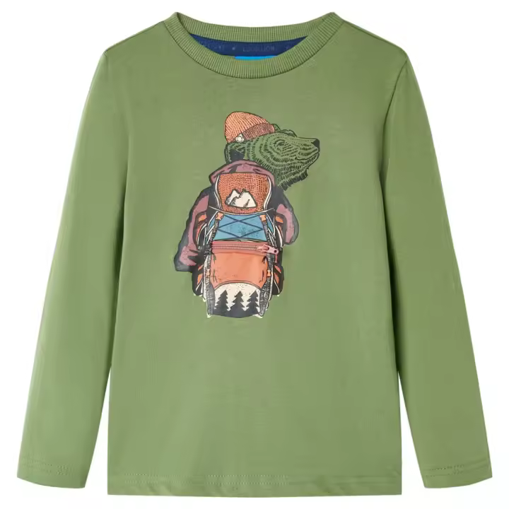 Camiseta infantil de manga larga color 116 en color Ocre/Caqui - 1