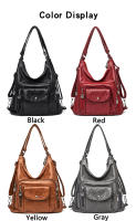 Mochila De Viaje Para Mujer En Cuero PU Lavado Bolsa De Hombro Escolar Bandolera 2024 Capacidad De 20-35 Litros Estilo Casual - details 8