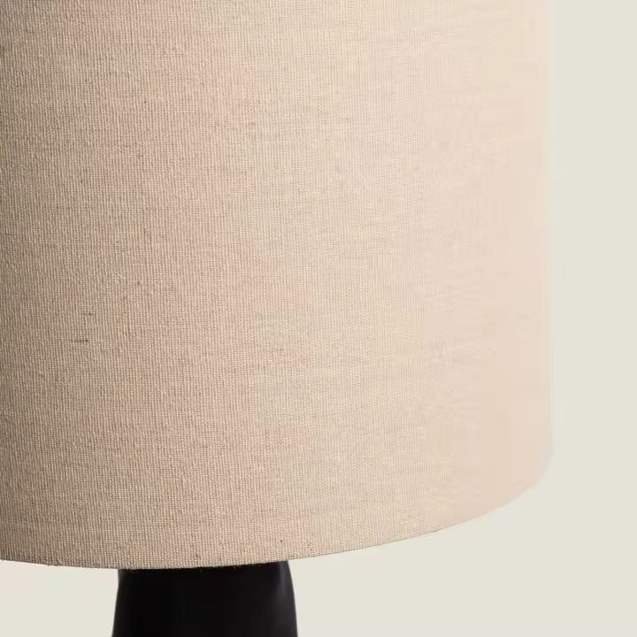 Ledkia Lámpara de Mesa Metal y Lino Criss Negro - 1