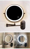 Espejo De Baño Plegable De 8 Pulgadas Negro Con Luz Y Ajuste De Intensidad Iluminación Para Maquillaje Espejo De Vanidad Magnificado 10x Montado En La Pared - details 9