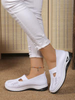 Zapatillas De Mujer En Color Sólido Transpirables Zapatillas Casuales De Verano De Bajo Térmico Tejidas Zapatos Casuales Para Mamá - details 11