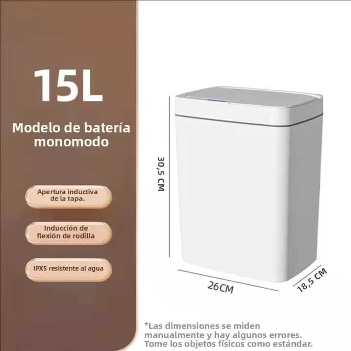 Bandeja De Baño Inteligente Blanco Sensibilidad Automática Lanzador De Basura Ecológico Plástico 15L Para El Hogar - 1