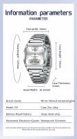 Reloj De Pulsera Cuarzo Digital Para Hombre SANDA 747 Resistente Al Agua Acero Inoxidable Estuche Cuadrado Luminoso Y Resistente Al Shock - details 6