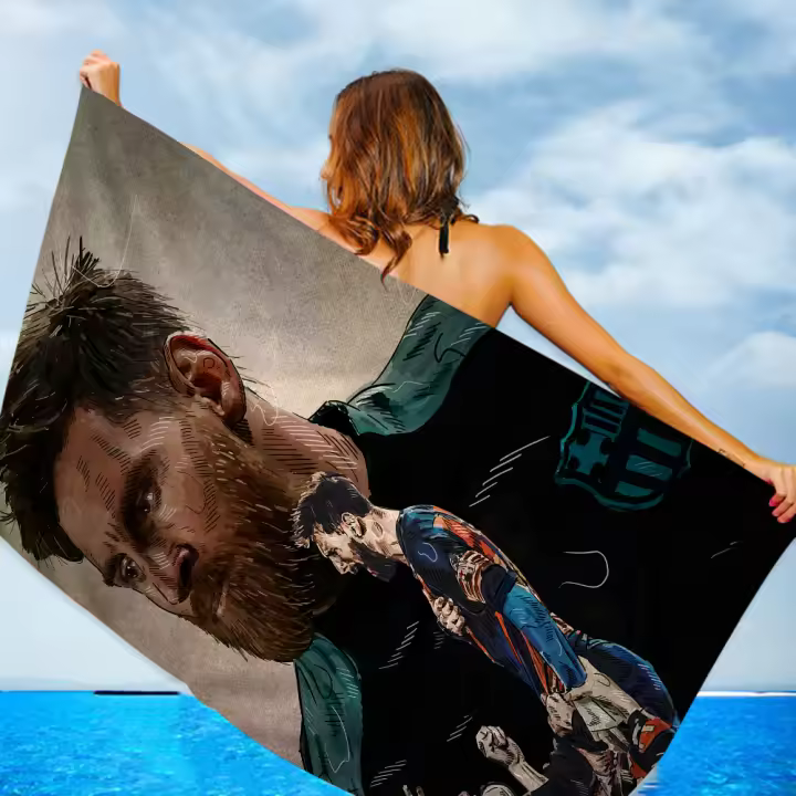 Toalla De Baño Superstar De Fútbol M-Messi 10 Impresión Toalla De Playa Absorbente Y Transpirable Para Niñas Y Niños Toalla De Poliéster/Celulosa Combinada Tamaño 30x60 Cm - 1