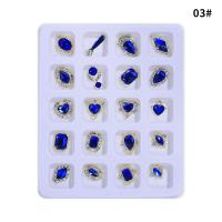 Kit De Diamantes Para Uñas Azules 20pcs Accesorios De Vidrio Para Manicura Decoración De Luxo Tamaños Y Estilos Variados Para DIY En Uñas Y Ropa - details 1