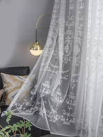Cortinas Blancas De Poliéster Sastre Bordadas Con Floral Voile Transparentes Para Sala De Estar Y Dormitorio - details 4