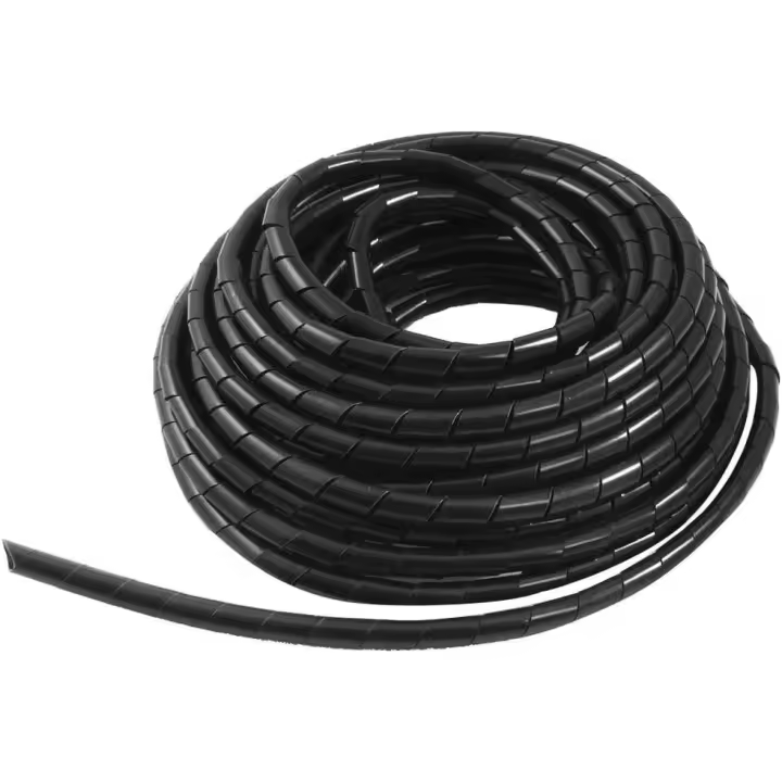 Organizador de cables en espiral de 6 mm y 15 m, tubo flexible para PC, TV, DVD, estéreo, antena, color negro - 1
