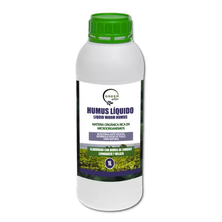 GREEN GOF Humus Líquido de Lombriz Premium 1L. Enriquecido con Leonardita y Melaza. Fertilizante Rico en Microorganismos. Acelera el crecimiento de las Plantas. Aumenta el tamaño y cantidad de Frutos. - 1