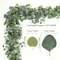 Guirnalda De Eucalipto Falso De 70.8'' Con Flores Blancas Lush Decoración Perfecta Para El Hogar Y Fiestas Uso Exterior Y En Pared - details 4