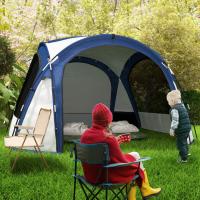 Outsunny Carpa Portátil para 6-8 Personas Carpa de Camping con 4 Mosquiteros Gancho y Bolsa de Transporte Anti-UV para Pescar Senderismo 350x350x230 cm Gris y Blanco - details 1