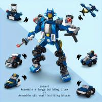 Juguete De Construcción De 6 En 1 Robot De Policía Bloques De Vehículo Modelo Regalo De Cumpleaños Y Navidad Para Niños - details 3