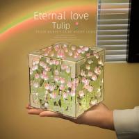 Lámpara De Espejo En Forma De Tulipán DIY Luz Nocturna De Mesa Para Dormitorio Artesanía De Flores Simulación Regalo De Cumpleaños - details 3