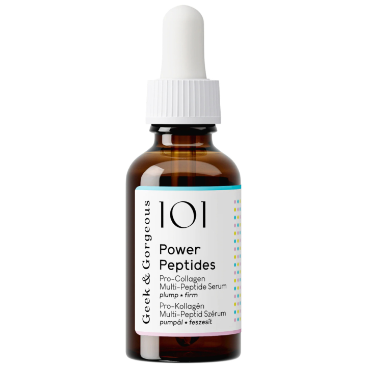 Geek & gorgeous - vegan and cruelty-free power peptides anti-aging serum with 4 advanced peptide technologies to reduce wrinkles, firm and restore elasticity, safe in pregnancy
