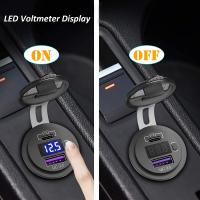 Enchufe De Carga USB 12V 48W Impermeable Con Puerto Tipo C Y QC3.0 Para Coche Barco Marina Camión DaierTek Con Voltímetro LED Azul - details 6