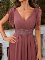 Vestido Elegante De Tela De Encaje Con Cinturón UNITHORSE Para Fiesta De Graduación Comida Elegante Boda Vestido De Noche Para Mujer - details 0