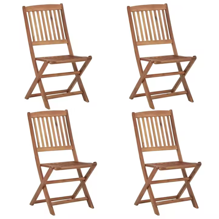 vidaXL Sillas de jardín plegables 4 unidades madera maciza de acacia - 1