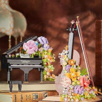Bloques De Música Violín Con Luz Miniatura Instrumento Musical Para Niños Y Adultos Decoración De Hogar Regalo De Navidad - details 0
