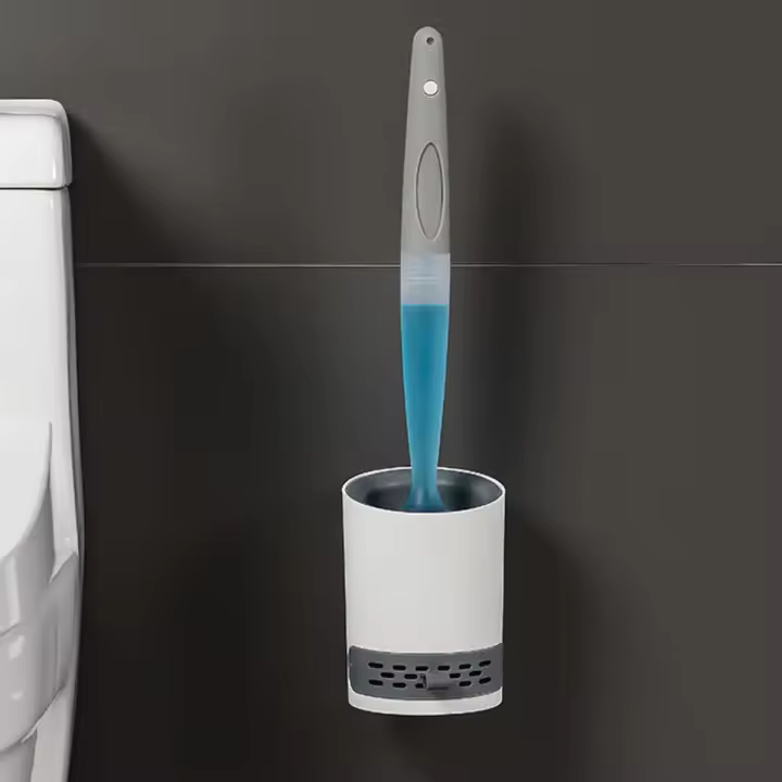Juego de Cepillo de Baño Recargable de Silicona TPR Soporte Montado en la Pared - 1