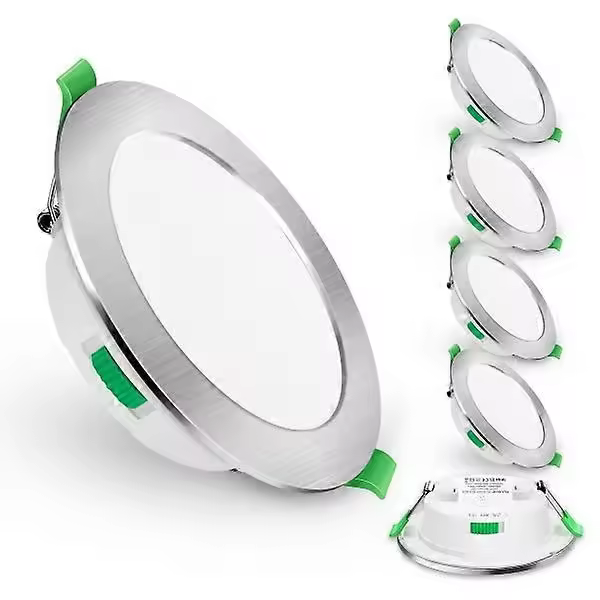6-Pack Ultra-Thin Dimmable LED Downlights, 5W Nickel Finish with 75-85mm Cutout, CCT Adjustable - 1