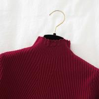 Suéter De Mujer Con Volantes Y Cuello Bajo Largo Manga Larga Tejido Básico Solido Rayado Para Otoño Invierno Top Casual - details 23