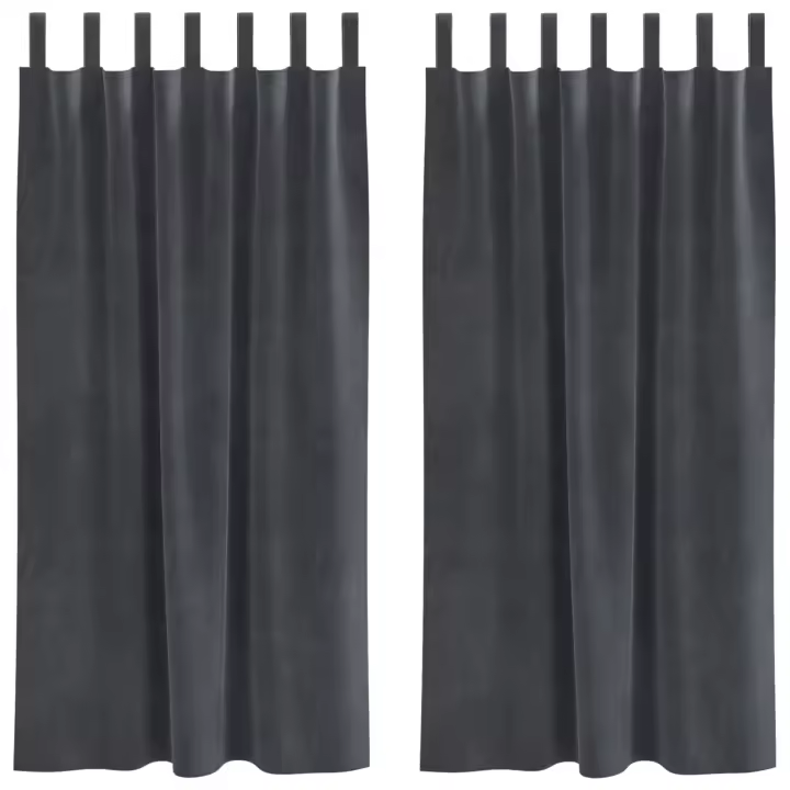 Cortinas Opacas vidaXL con Lazos de Colgar 2 pcs de Terciopelo Gris Claro - 1