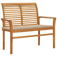 vidaXL Banco de jardín madera maciza de teca con cojín 112 cm en color Negro/Antracita/Crema y más | acolchados duraderos para sofás de jardín terraza exterior - details 5