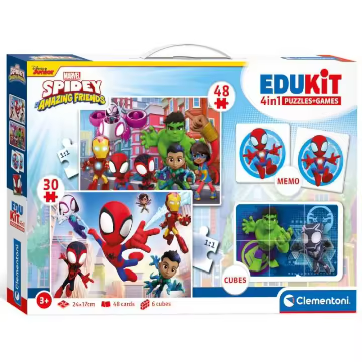 Juegos Educativos Infantil Edukit 4 en 1 Spidey y amigos - Puzzles - cubos - Memori Disney - 1