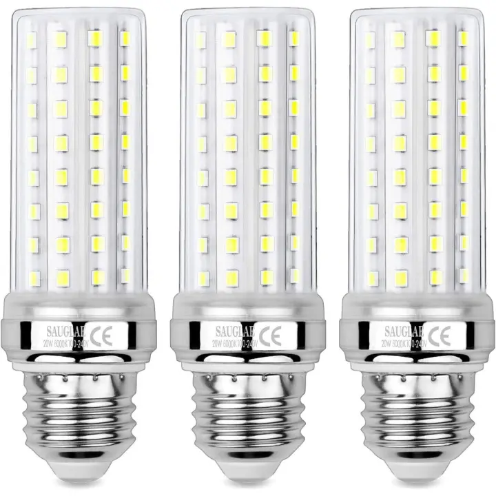 Bombillas LED de maíz de 20 W, bombilla incandescente equivalente a 150 W, luz blanca fría de 6000 K, bombillas de rosca Edison E27, 3 piezas - 1