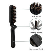 Cepillo De Barba Para Hombres Con Pelo De Cerdo Suave Cepillo De Afeitar Plegable Para Barba Y Bigote Peine Para Peluquería Y Estilizado De Cabello - details 2