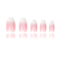 24pcs/set Uñas Postizas Cortas En Gradient Nude Rosa Jalea Brillante Estilo Cuadrado Ballet Frances Reutilizables Press on Falsas Uñas - details 5