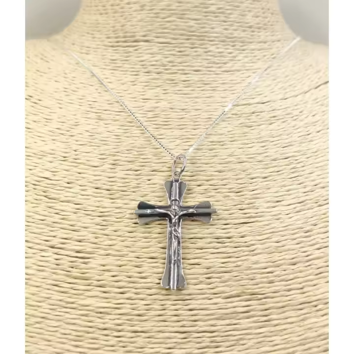 Collar Cruz Cristo (Plata de ley 925) - 1