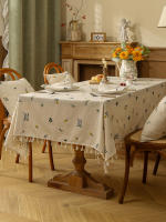 Mantel De Lino Rectangular Texturizado Con Flores Resistente a Manchas Y Caída Ligero Para Cocina Uso En Fiesta Banquete Hotel - details 11