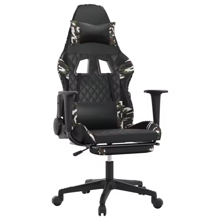 Silla Gaming Con reposapiés Maple sintético Negro camuflaje - 1