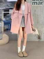 Abrigo De Trench Elegante Para Mujer plus Talla Primavera/Otoño Con Cierre De Cordón Estilo Coreano Casual Versátil Con Bolsillos - details 0