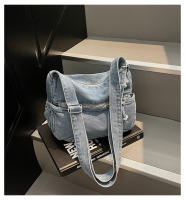 Bolso De Hombro Casual De Denim Lavado Resistente Al Desgaste Con Múltiples Bolsillos Y Gran Capacidad Para Mujer - details 0
